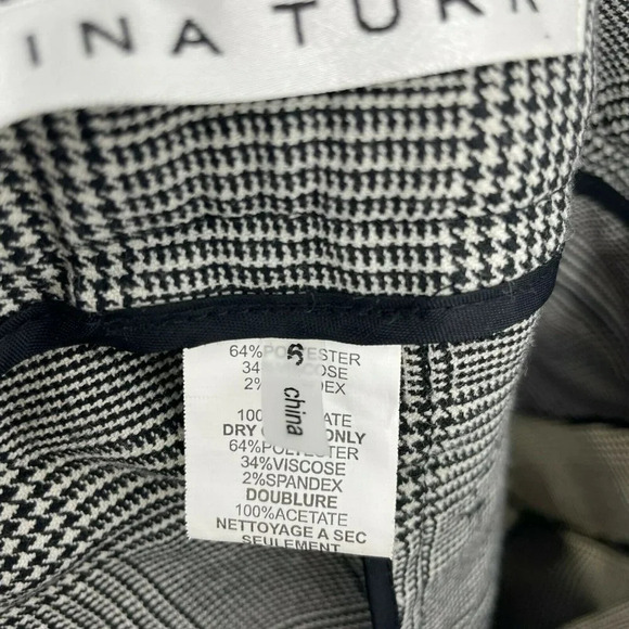 Trina Turk Pants Women Sz 6 Plaid Straight-Leg Mid-Rise Business Flat Front Gray - Picture 9 of 10